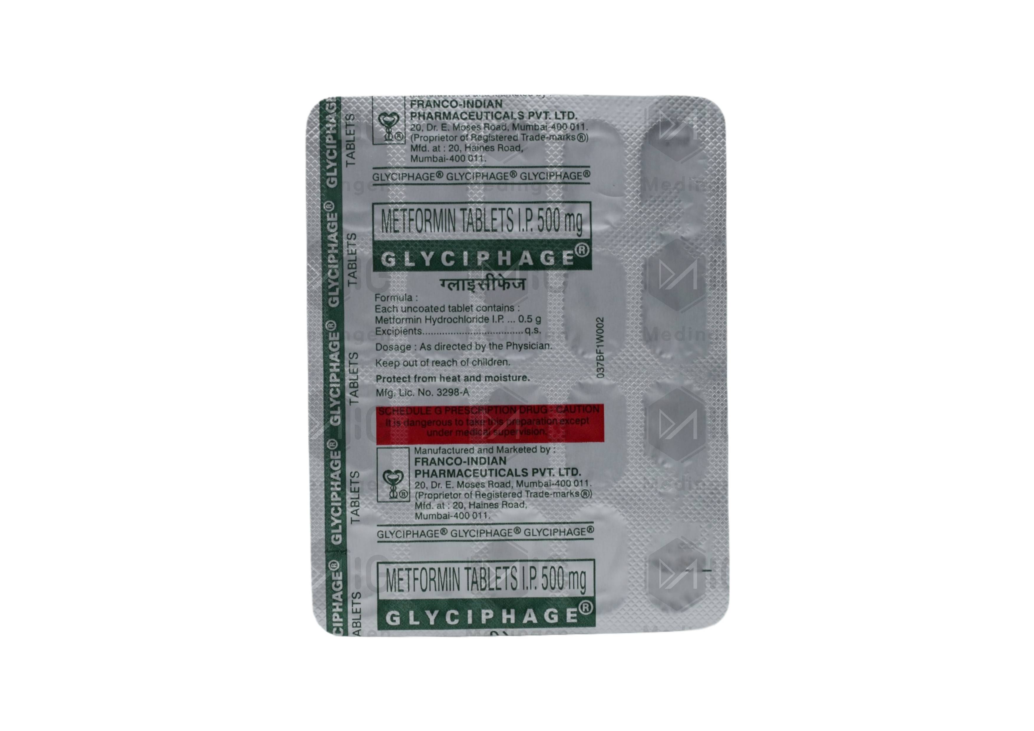 GLYCIPHAGE 500MG